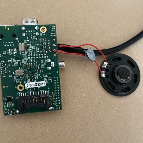 Speaker soldered to bottom of Pi