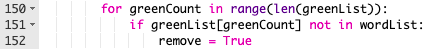 Removing words that don't have green letters